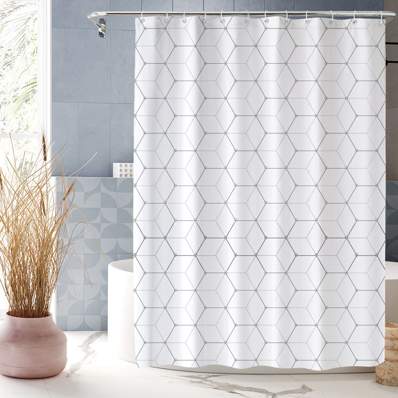 Cortină de duș impermeabilă din poliester 90 g, imprimare digitală, model simplu pentru baie