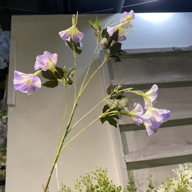 Flori artificiale Morning Glory, cu textură catifelată, de înaltă calitate, pentru decor de vitrină și decor de nunți