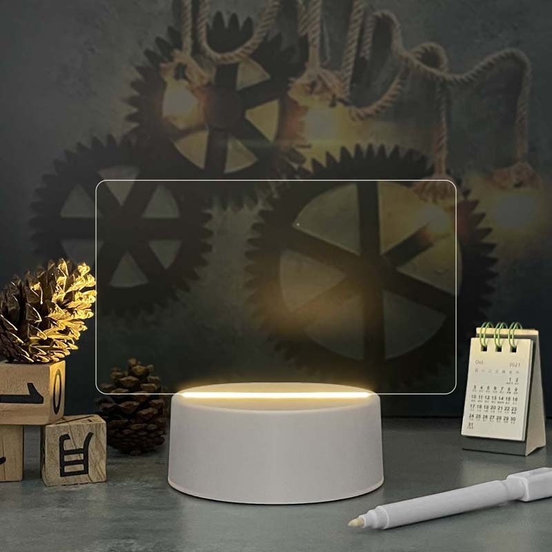 Calendar din acril, tablă de notițe iluminată, suport pentru pixuri, mică tablă albă pentru birou (120×130 mm)