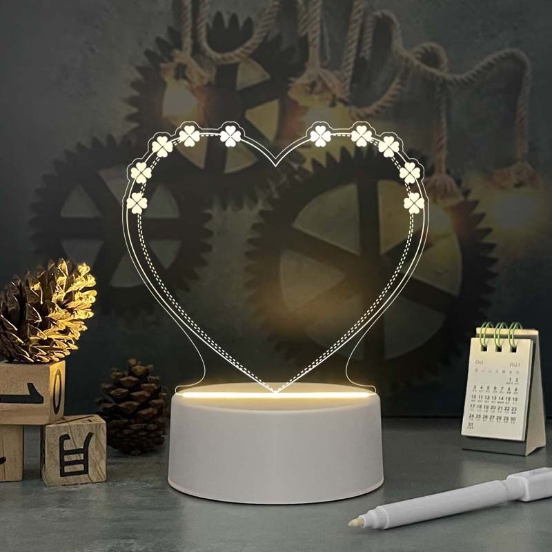 Calendar din acril, tablă de notițe iluminată, suport pentru pixuri, mică tablă albă pentru birou (120×130 mm)