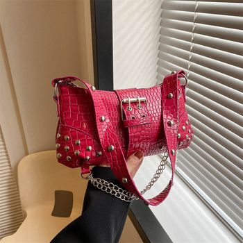 Ženska PU crossbody torba, srednje veličine, horizontalno kvadratnog oblika, ulični stil, magnetsko zatvaranje, unutarnja džep za telefon