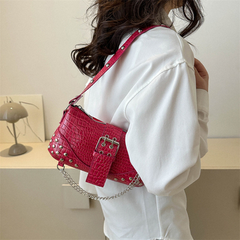 Ženska PU crossbody torba, srednje veličine, horizontalno kvadratnog oblika, ulični stil, magnetsko zatvaranje, unutarnja džep za telefon