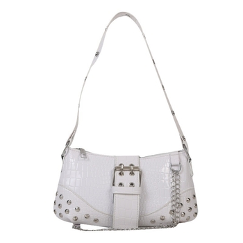 Ženska PU crossbody torba, srednje veličine, horizontalno kvadratnog oblika, ulični stil, magnetsko zatvaranje, unutarnja džep za telefon