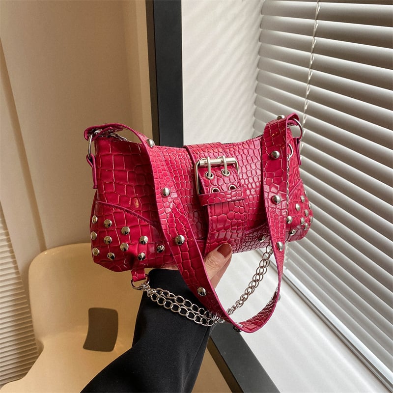 Ženska PU crossbody torba, srednje veličine, horizontalno kvadratnog oblika, ulični stil, magnetsko zatvaranje, unutarnja džep za telefon
