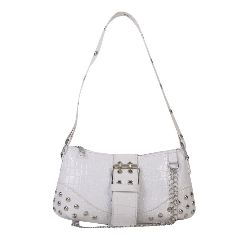 Ženska PU crossbody torba, srednje veličine, horizontalno kvadratnog oblika, ulični stil, magnetsko zatvaranje, unutarnja džep za telefon