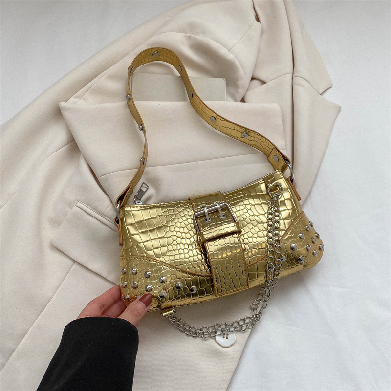 Ženska PU crossbody torba, srednje veličine, horizontalno kvadratnog oblika, ulični stil, magnetsko zatvaranje, unutarnja džep za telefon