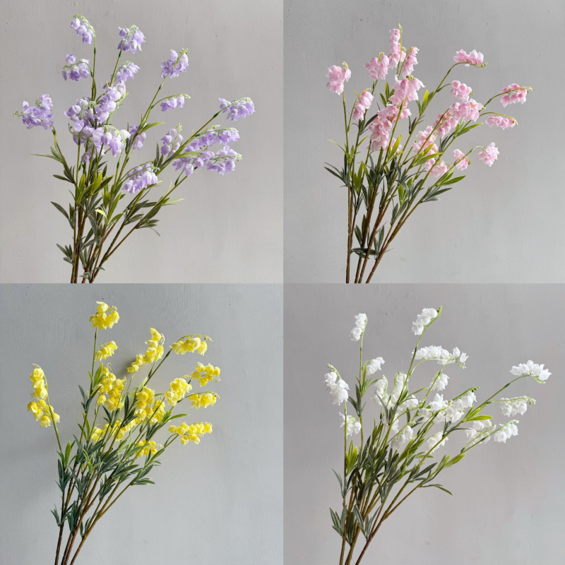 Flori artificiale cu crinul din vale, clopoței suspendați, aranjament floral pastoral în stil coreean pentru sufragerie