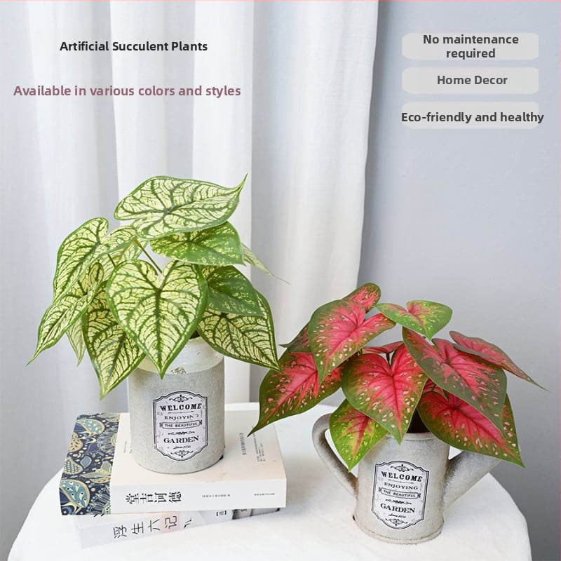 Plantă artificială cu frunză de taro, decor tropical pentru sufragerie și birou