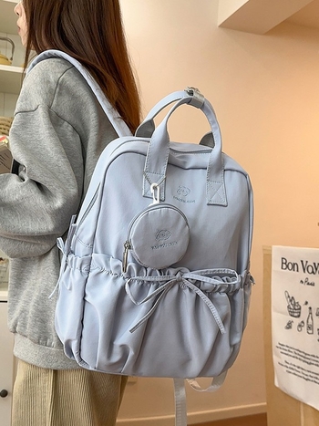 Ruksak u japanskom stilu s nježnim dizajnom za žene, jednobojni korejski casual ruksak s velikim kapacitetom, minimalistički školski ruksak za srednjoškolce i gimnazijalce