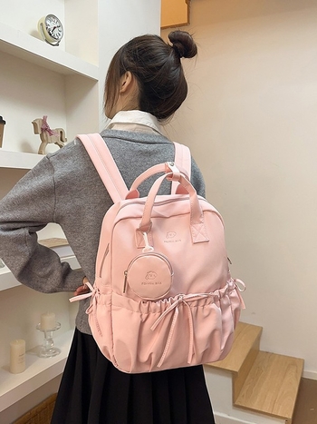 Ruksak u japanskom stilu s nježnim dizajnom za žene, jednobojni korejski casual ruksak s velikim kapacitetom, minimalistički školski ruksak za srednjoškolce i gimnazijalce