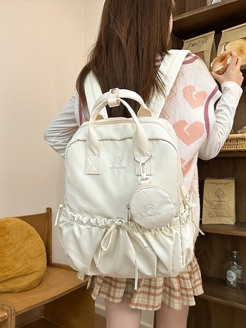 Ruksak u japanskom stilu s nježnim dizajnom za žene, jednobojni korejski casual ruksak s velikim kapacitetom, minimalistički školski ruksak za srednjoškolce i gimnazijalce
