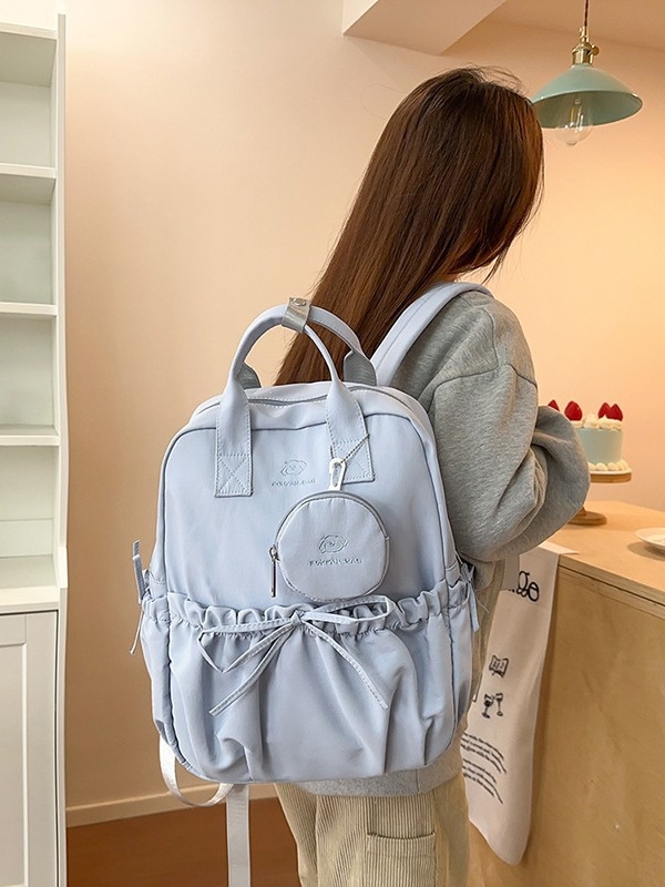 Ruksak u japanskom stilu s nježnim dizajnom za žene, jednobojni korejski casual ruksak s velikim kapacitetom, minimalistički školski ruksak za srednjoškolce i gimnazijalce