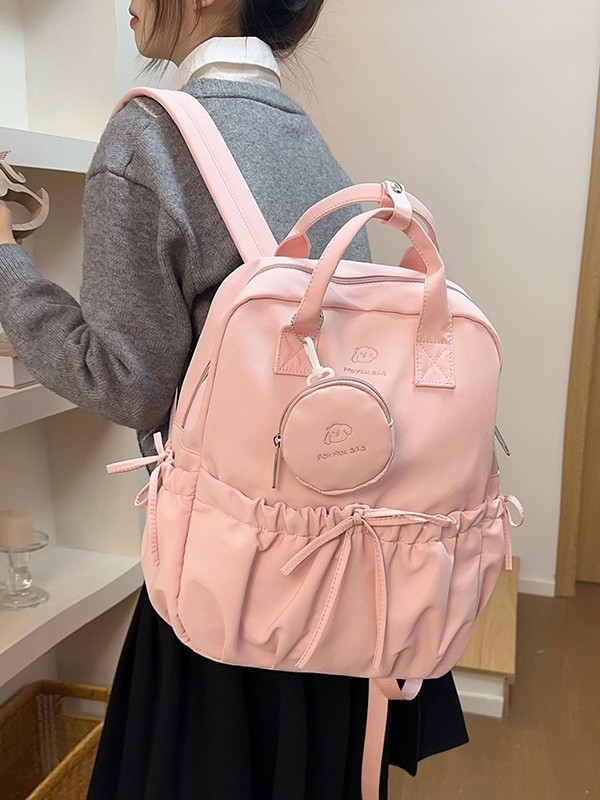 Ruksak u japanskom stilu s nježnim dizajnom za žene, jednobojni korejski casual ruksak s velikim kapacitetom, minimalistički školski ruksak za srednjoškolce i gimnazijalce