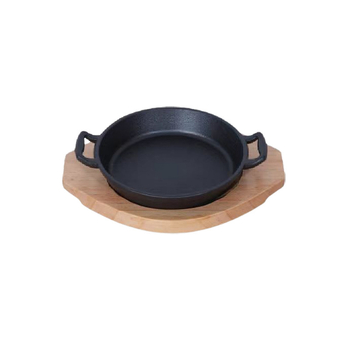 Placă teppanyaki din fontă, rotundă, cu grosime, în stil coreean, pentru steak și grătare, compatibilă cu inducția, uz casnic, cu două mânere