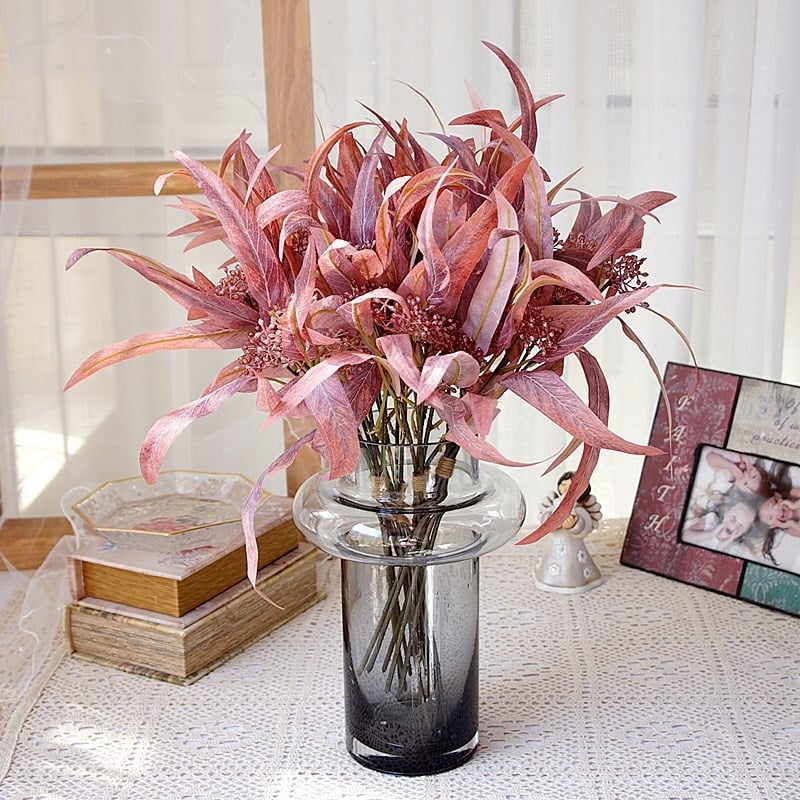 Buchet Nordic minimalist cu frunze curbe de eucalipt și frunze de bani pentru decor acasă