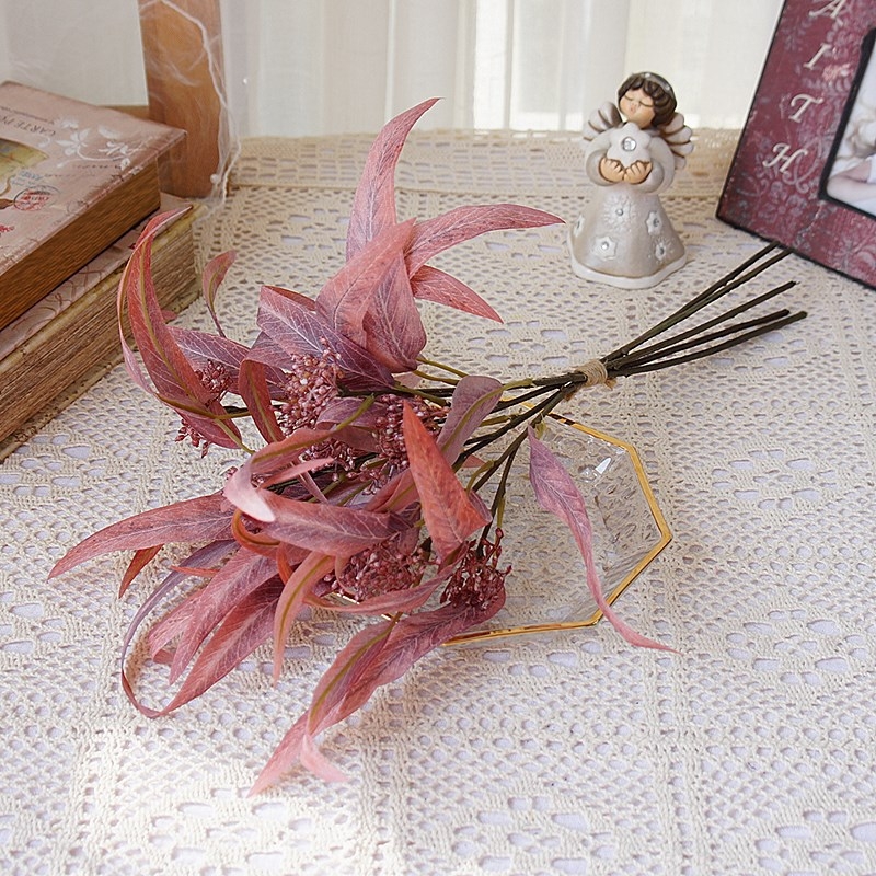 Buchet Nordic minimalist cu frunze curbe de eucalipt și frunze de bani pentru decor acasă