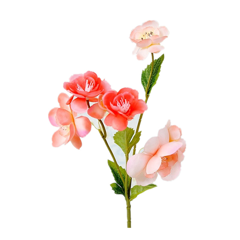 Buchet artificial cu floare de măr, cu trei ramuri, cu trandafiri și flori de cireș