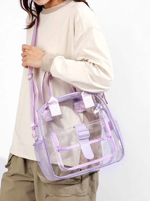 Prozirna crossbody torba za muškarce i žene, pogodna za stadione i putovanja, PVC, vodootporna