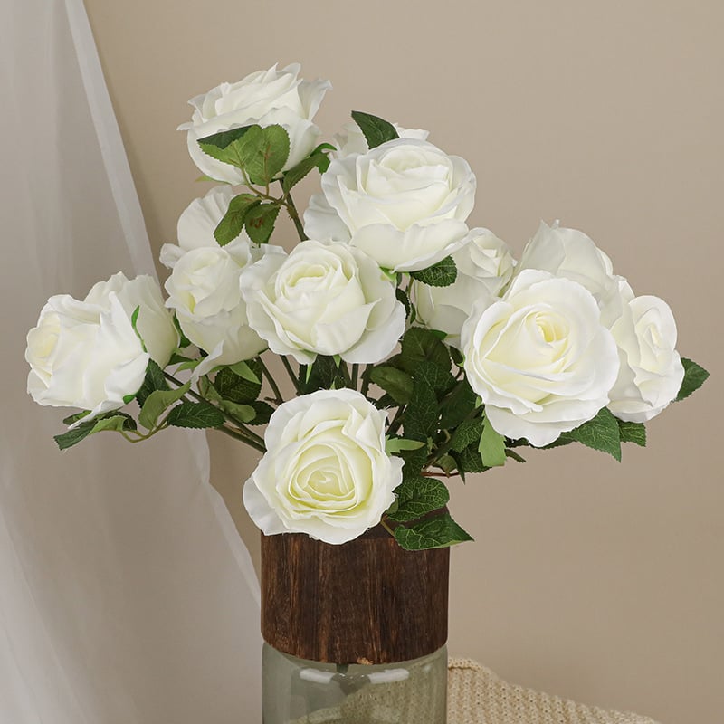Buchet de trandafiri artificiali cu 7 flori, decor pentru nuntă, culoarul ceremonial, decor interior și recuzită pentru fotografii