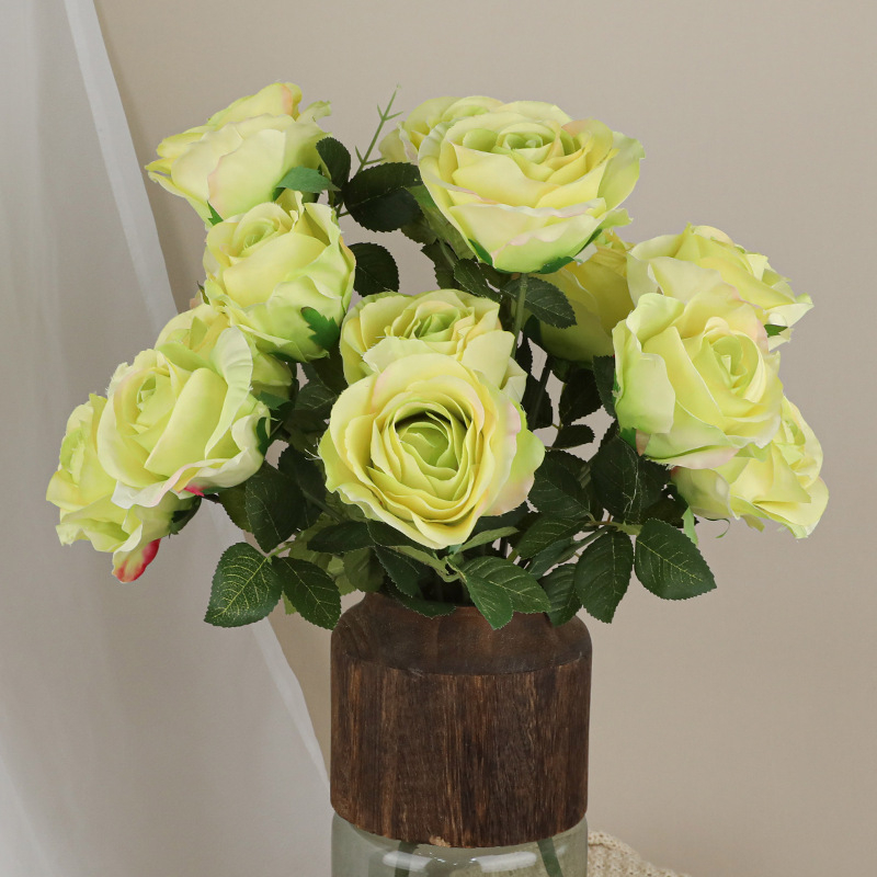 Buchet de trandafiri artificiali cu 7 flori, decor pentru nuntă, culoarul ceremonial, decor interior și recuzită pentru fotografii