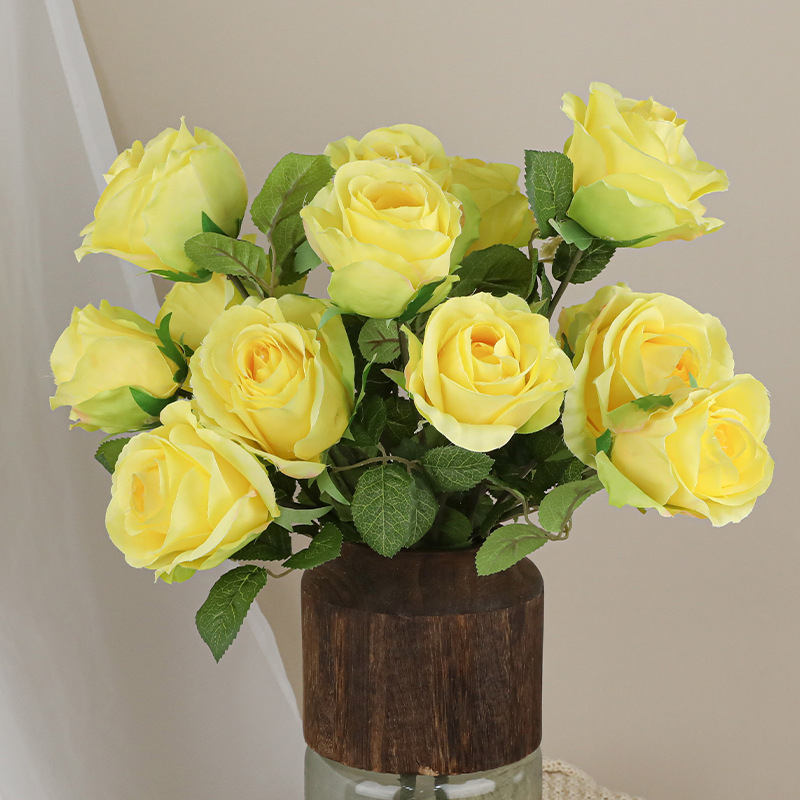 Buchet de trandafiri artificiali cu 7 flori, decor pentru nuntă, culoarul ceremonial, decor interior și recuzită pentru fotografii