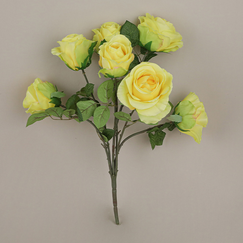 Buchet de trandafiri artificiali cu 7 flori, decor pentru nuntă, culoarul ceremonial, decor interior și recuzită pentru fotografii