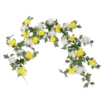 Ghirlandă din crizanteme de satin pentru decorarea mormântului în timpul Festivalului Qingming, lanț de flori pentru perete