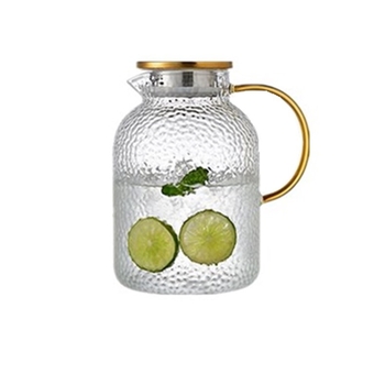 Carafă din sticlă pentru apă rece, capacitate mare, textură ciocan, rezistentă la căldură, pentru suc sau apă, set de carafe