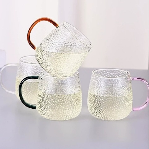 Carafă din sticlă pentru apă rece, capacitate mare, textură ciocan, rezistentă la căldură, pentru suc sau apă, set de carafe