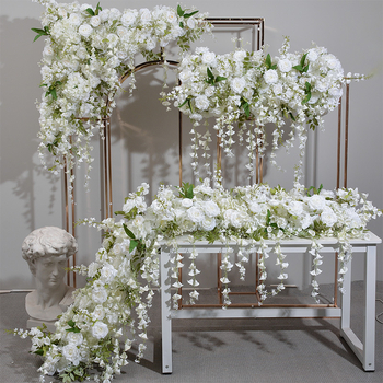 Aranjament floral Lily of the Valley, atârnat pentru fundal de nuntă pe scenă, arc, vitrină și sală de expoziții, ghirlande de flori și mingi florale atârnate