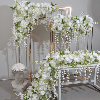 Aranjament floral Lily of the Valley, atârnat pentru fundal de nuntă pe scenă, arc, vitrină și sală de expoziții, ghirlande de flori și mingi florale atârnate