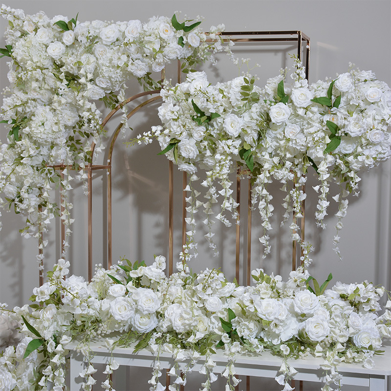 Aranjament floral Lily of the Valley, atârnat pentru fundal de nuntă pe scenă, arc, vitrină și sală de expoziții, ghirlande de flori și mingi florale atârnate