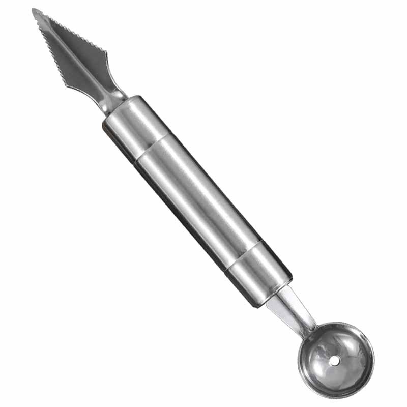 Lingură pentru fructe din oțel inoxidabil, lingură pentru pepene, platou de fructe, cuțit de tăiere ondulat, lingură dublă pentru fructe, îndepărtător de carne