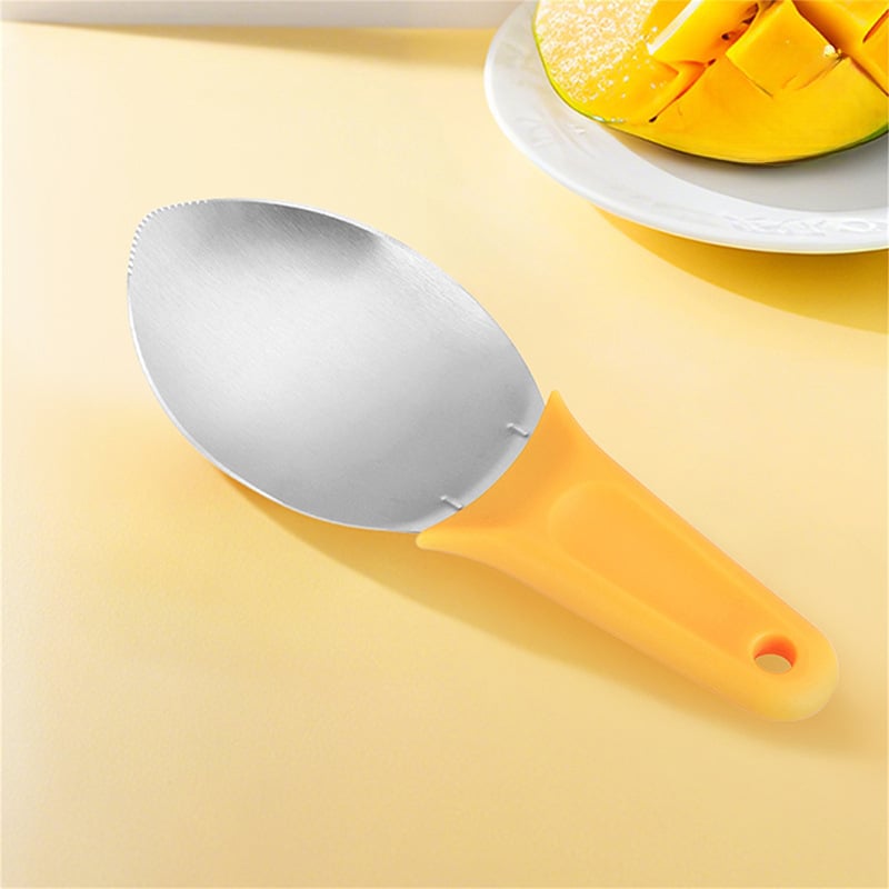 Unealtă din oțel inoxidabil pentru mango: cupă pentru pulpă, tăiere cuburi și pregătire fructe