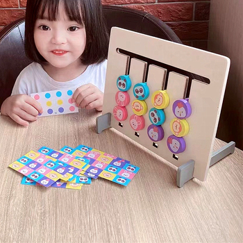 Montessori drvena dvostrana šah igra s četiri boje za ranu edukaciju, potiče logičko razmišljanje i interakciju roditelj-dijete