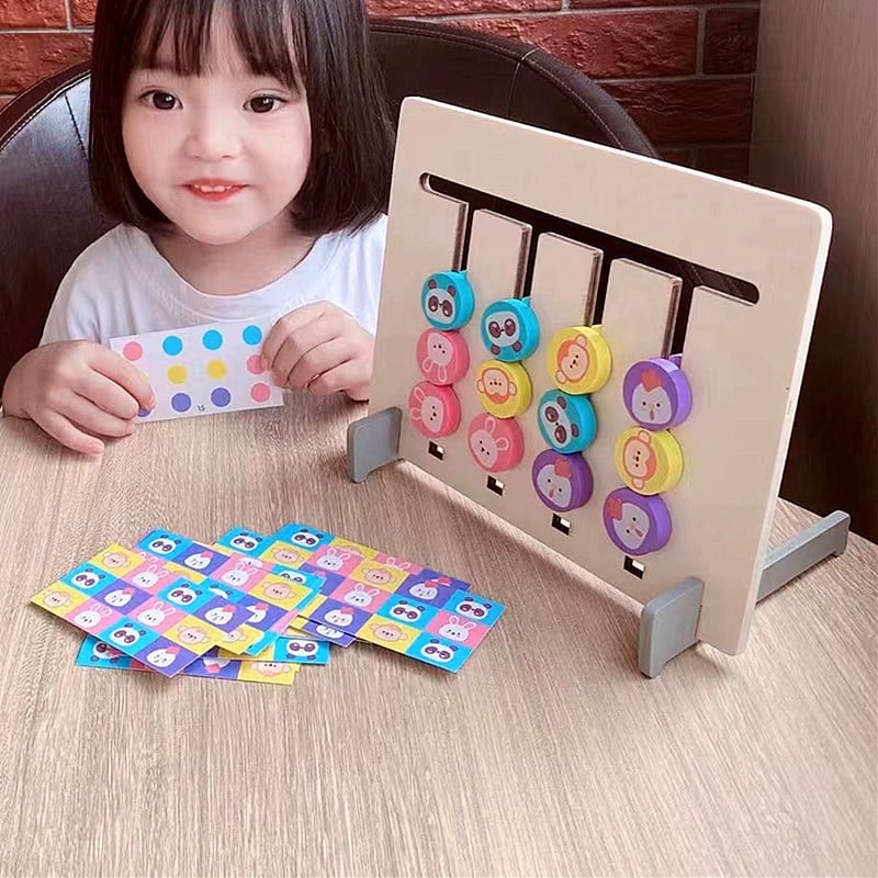 Montessori drvena dvostrana šah igra s četiri boje za ranu edukaciju, potiče logičko razmišljanje i interakciju roditelj-dijete