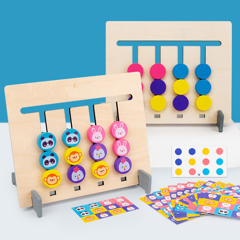 Montessori drvena dvostrana šah igra s četiri boje za ranu edukaciju, potiče logičko razmišljanje i interakciju roditelj-dijete