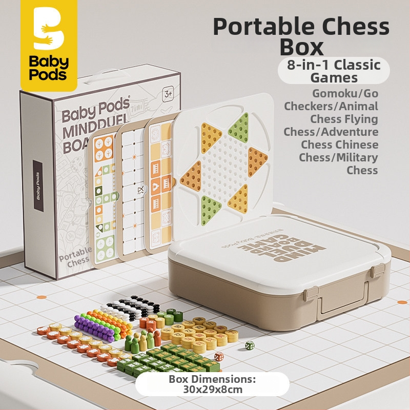 Babypods Višestruko funkcionalna šahovska ploča s Flying Chess, Hopscotch, Backgammon i Gomoku – Edukativna igračka za djecu