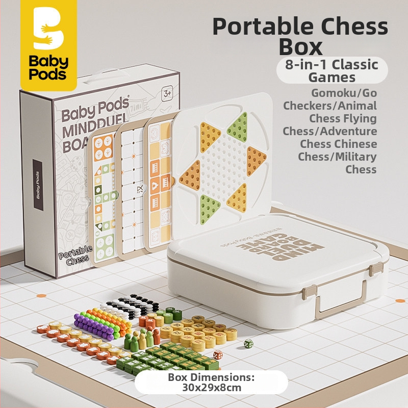 Babypods Višestruko funkcionalna šahovska ploča s Flying Chess, Hopscotch, Backgammon i Gomoku – Edukativna igračka za djecu