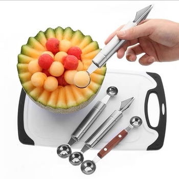 Lingură din oțel inoxidabil pentru bile de pepene și lingură de înghețată pentru platou de fructe