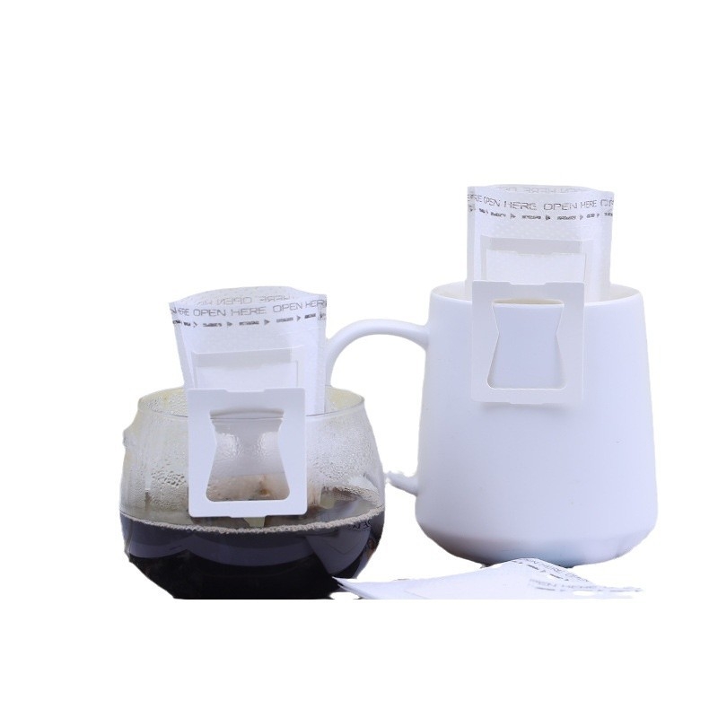 Saculet filtrant portabil pentru cafea, cu urechi de agățare, pentru preparare prin picurare