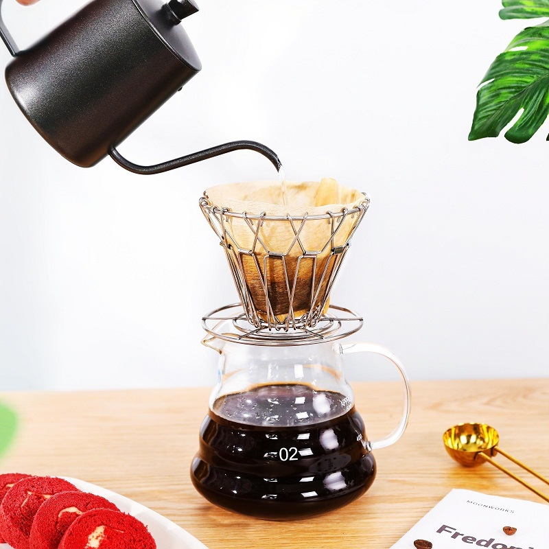 Suport rabatabil din oțel inoxidabil pentru filtru V60 de cafea, pentru camping în aer liber
