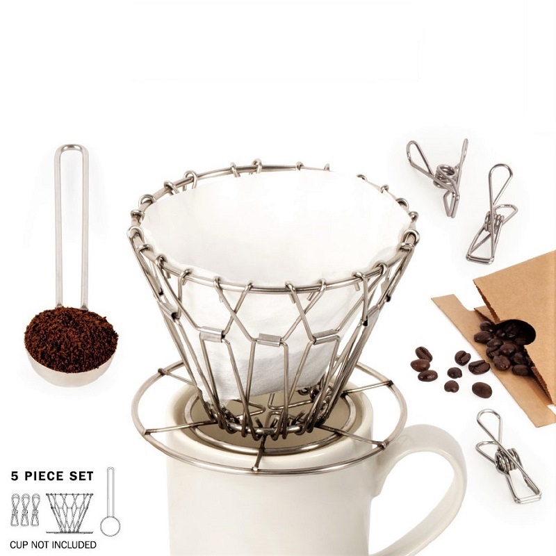 Suport rabatabil din oțel inoxidabil pentru filtru V60 de cafea, pentru camping în aer liber