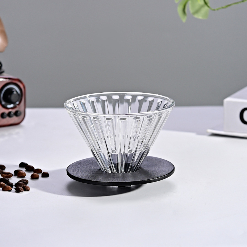 Set din sticlă pentru cafea cu filtru de hârtie, filtru de preparare și ceașcă de cafea din sticlă