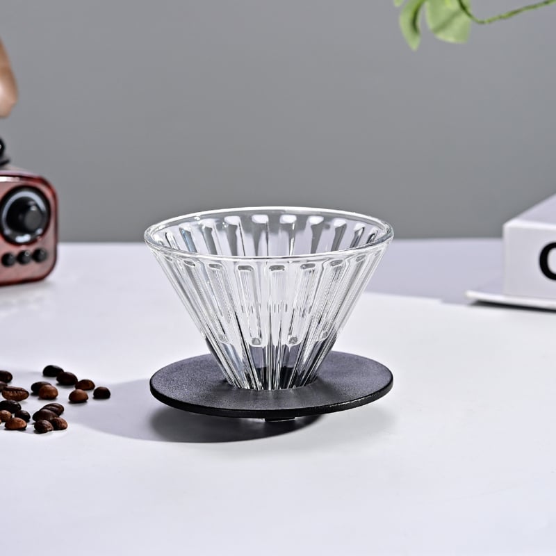 Set din sticlă pentru cafea cu filtru de hârtie, filtru de preparare și ceașcă de cafea din sticlă