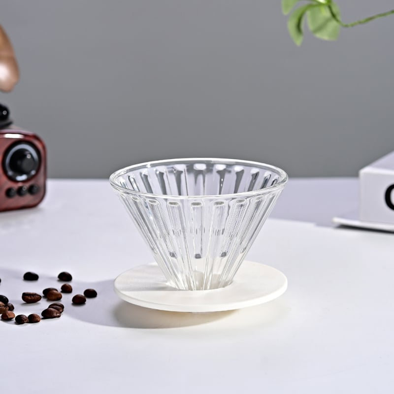 Set din sticlă pentru cafea cu filtru de hârtie, filtru de preparare și ceașcă de cafea din sticlă