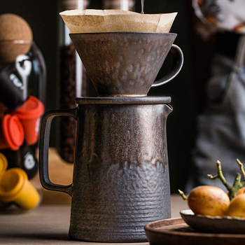 Ceașcă de filtru cafea din porțelan, stil european, cu glazură aurită, glazură vintage ruginită, făcută manual