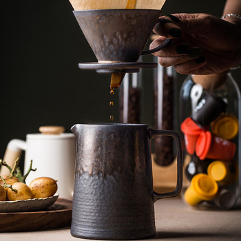 Ceașcă de filtru cafea din porțelan, stil european, cu glazură aurită, glazură vintage ruginită, făcută manual