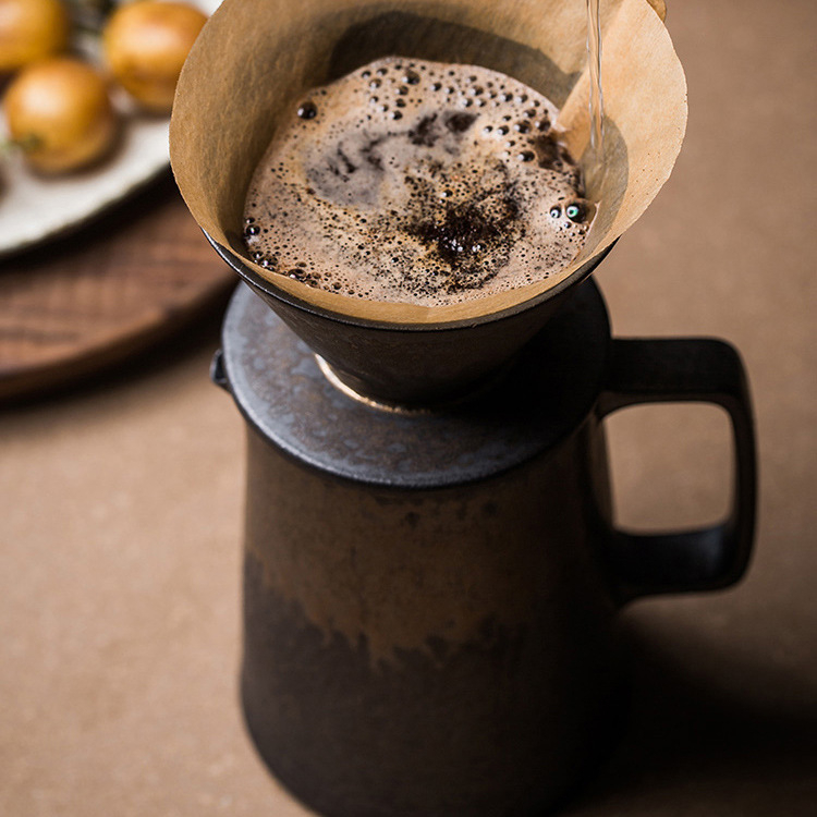 Ceașcă de filtru cafea din porțelan, stil european, cu glazură aurită, glazură vintage ruginită, făcută manual