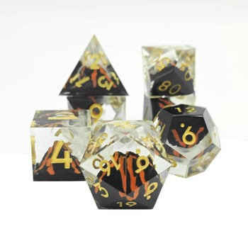 Poliedarske kocke od smole za Dungeons & Dragons, žute